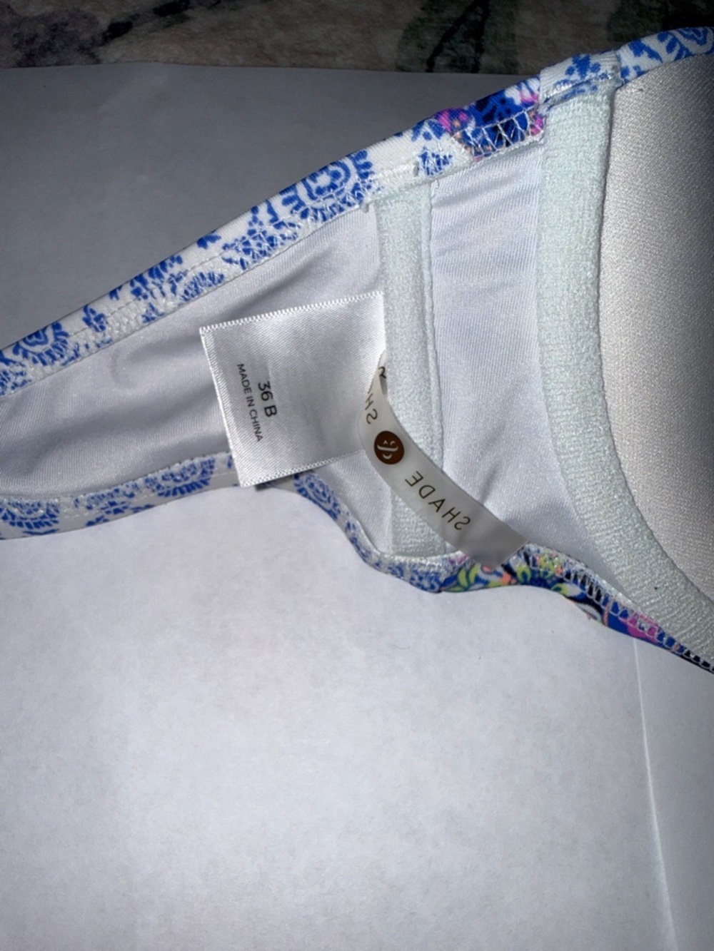 Shade & Shore Blue and Pink Floral Strapless Bikini Top - Picture 2 of 3